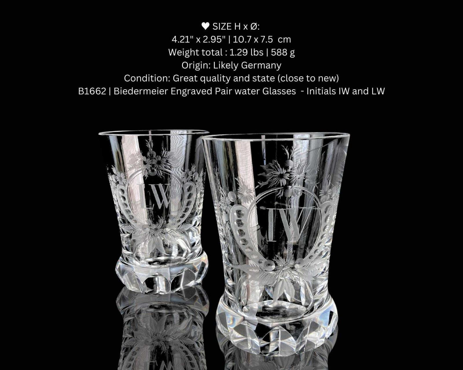 Gegraveerde Kristallen Tumbler | 2 Stuks | Biedermeier Kristal | Initialen Iw Lw photo Woonaccessoires