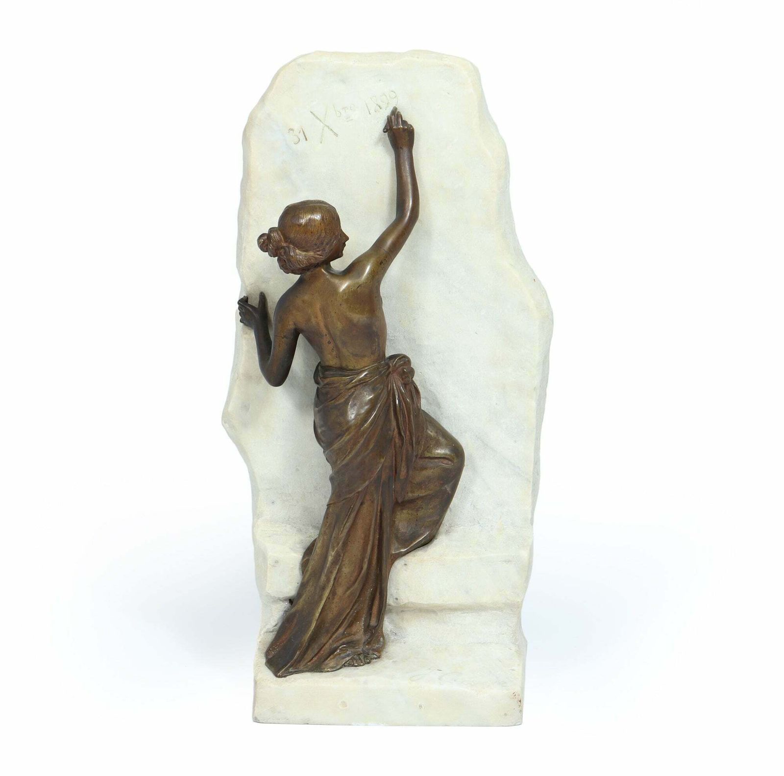 Art Nouveau Bronze Woman Writing By Julien Causse
