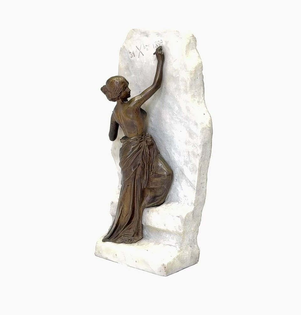 Art Nouveau Bronze Woman Writing By Julien Causse photo for sale