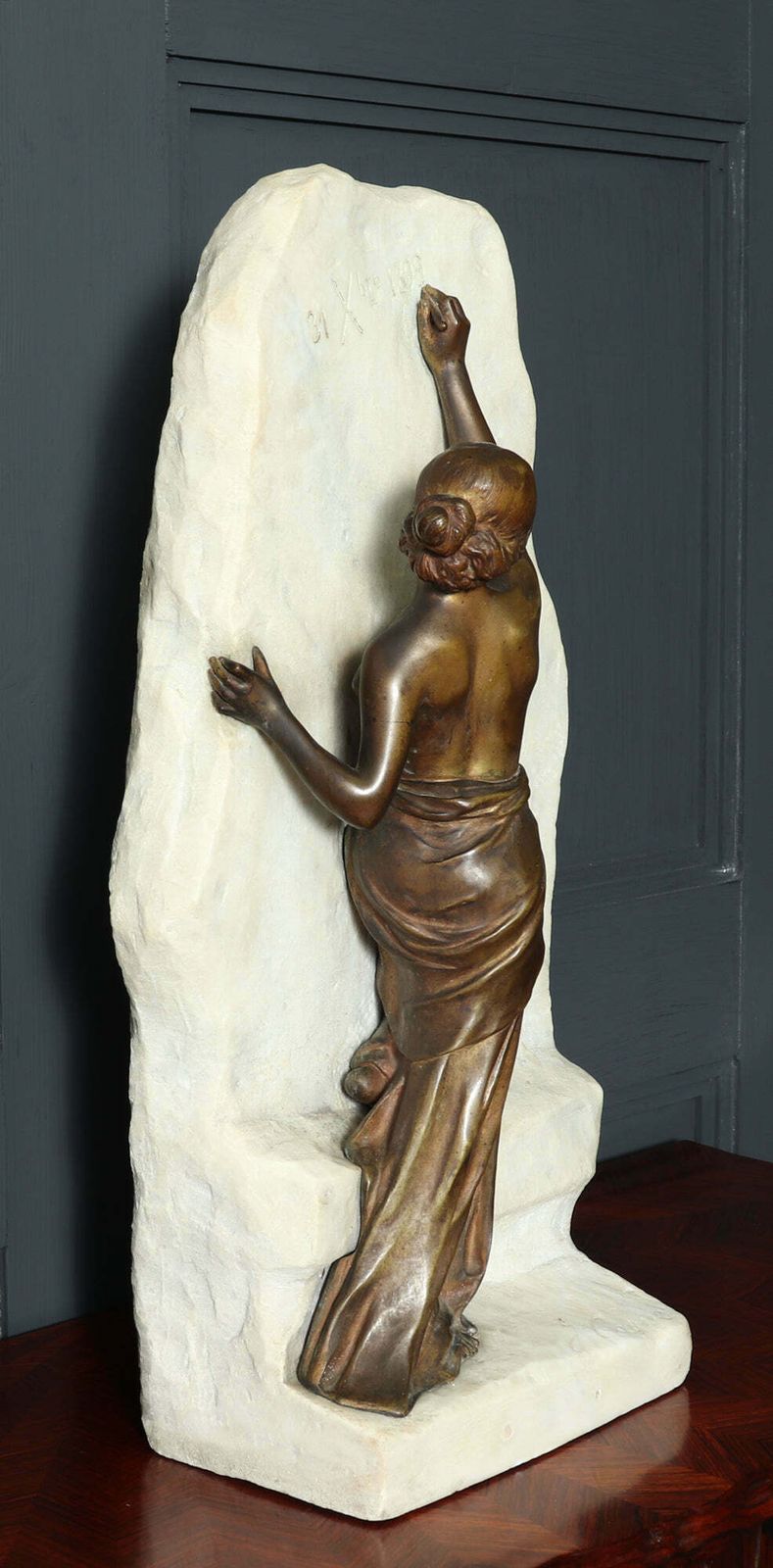 Art Nouveau Bronze Woman Writing By Julien Causse photo vintage