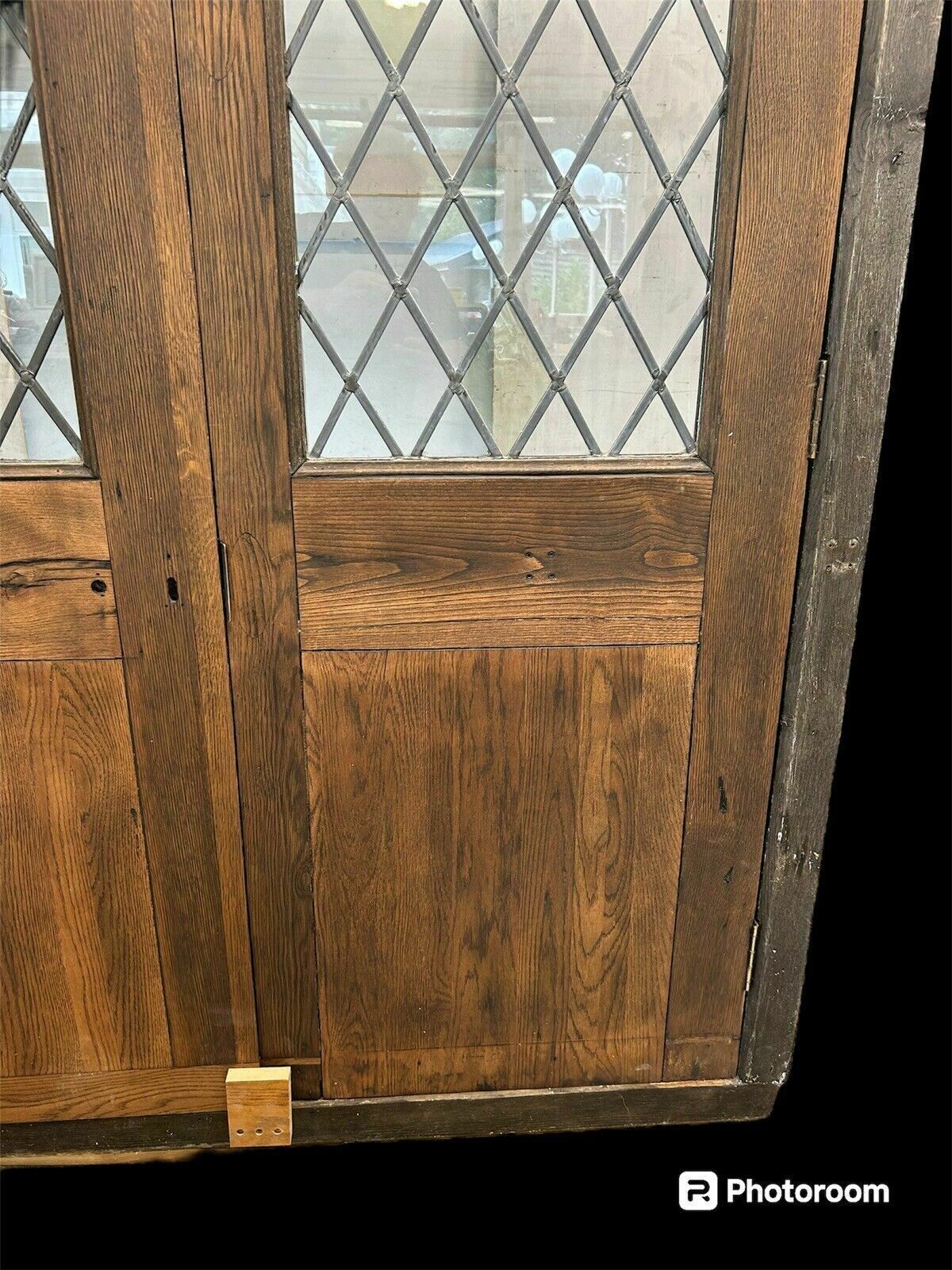 4661.0 Arched Solid Oak Doors Frame Reclaimed Period Double French Antique Set Leaded photo