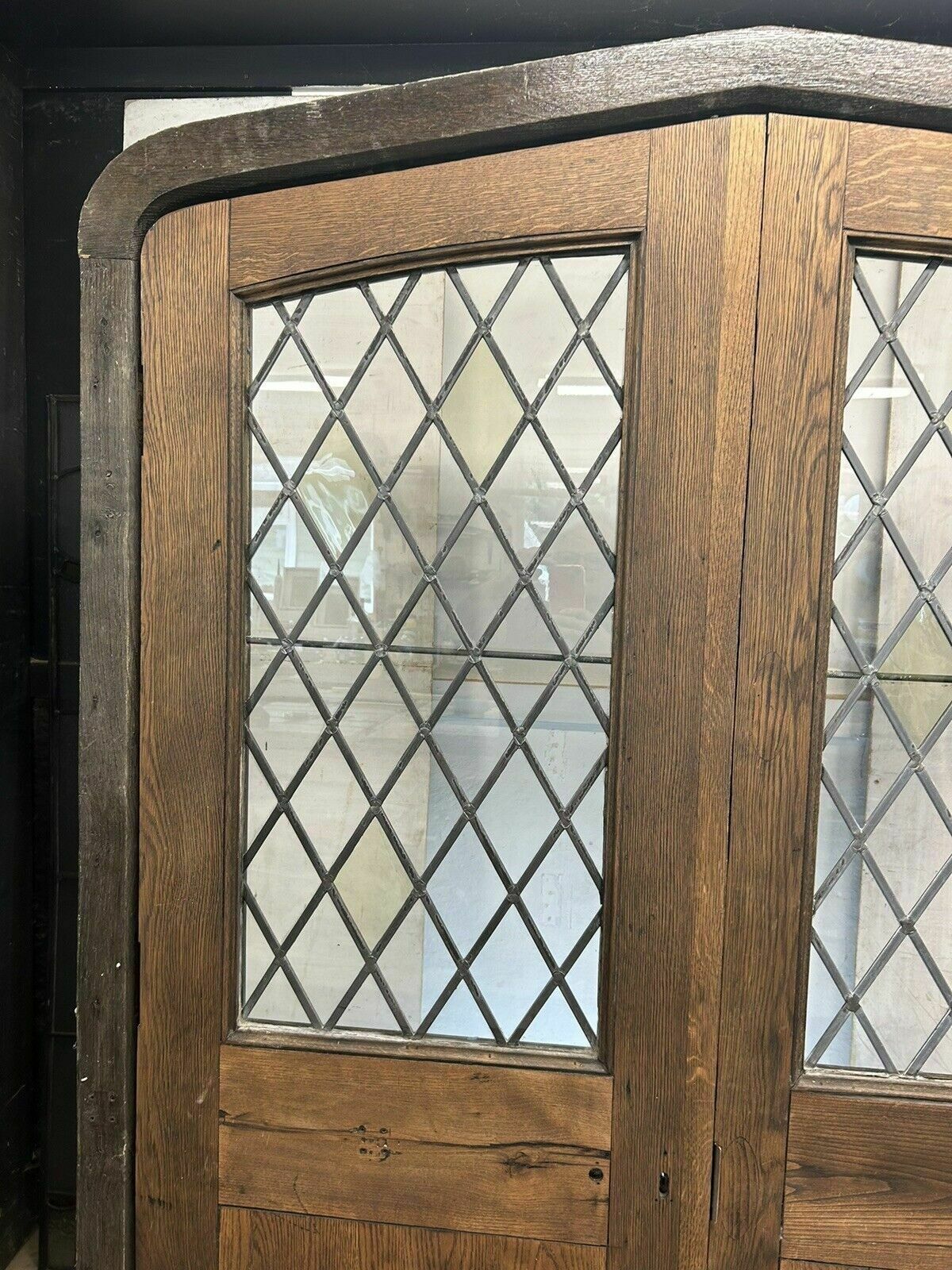 photo vintage Arched Solid Oak Doors Frame Reclaimed Period Double French Antique Set Leaded