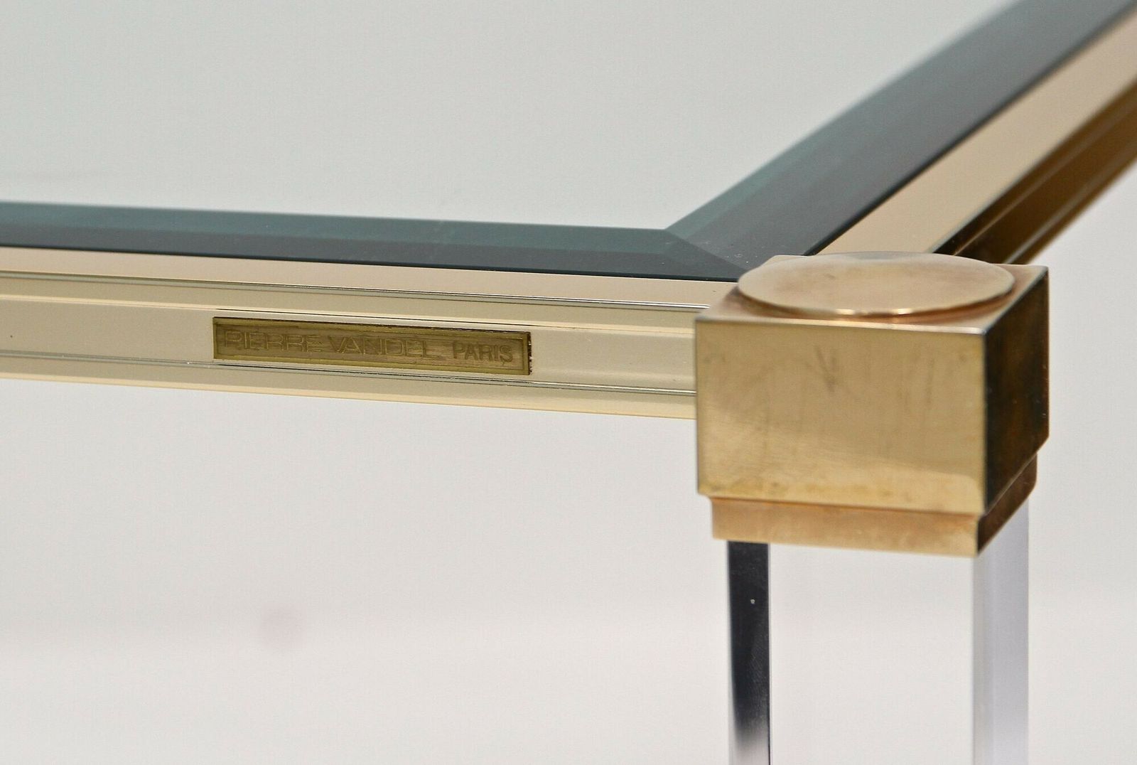 Mid Century Modern Lucite/ Brass Coffee Table By Pierre Vandel, Fr Ca. 1970 photo furniture