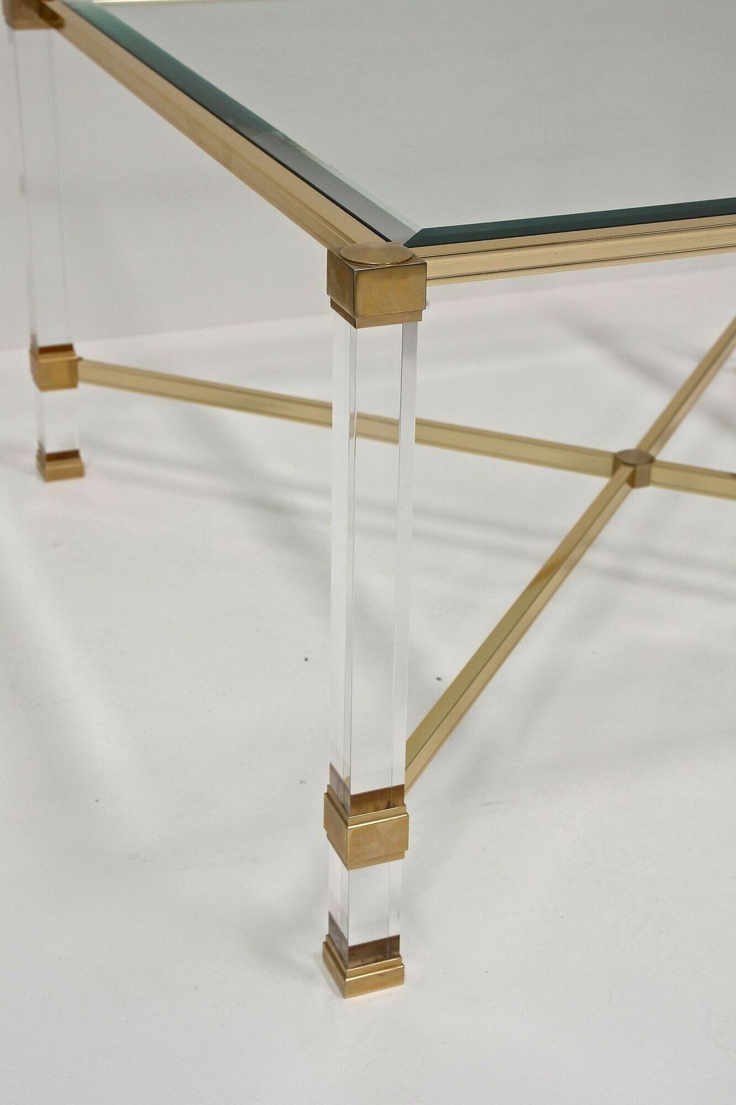 Mid Century Modern Lucite/ Brass Coffee Table By Pierre Vandel, Fr Ca. 1970 photo 2260.0