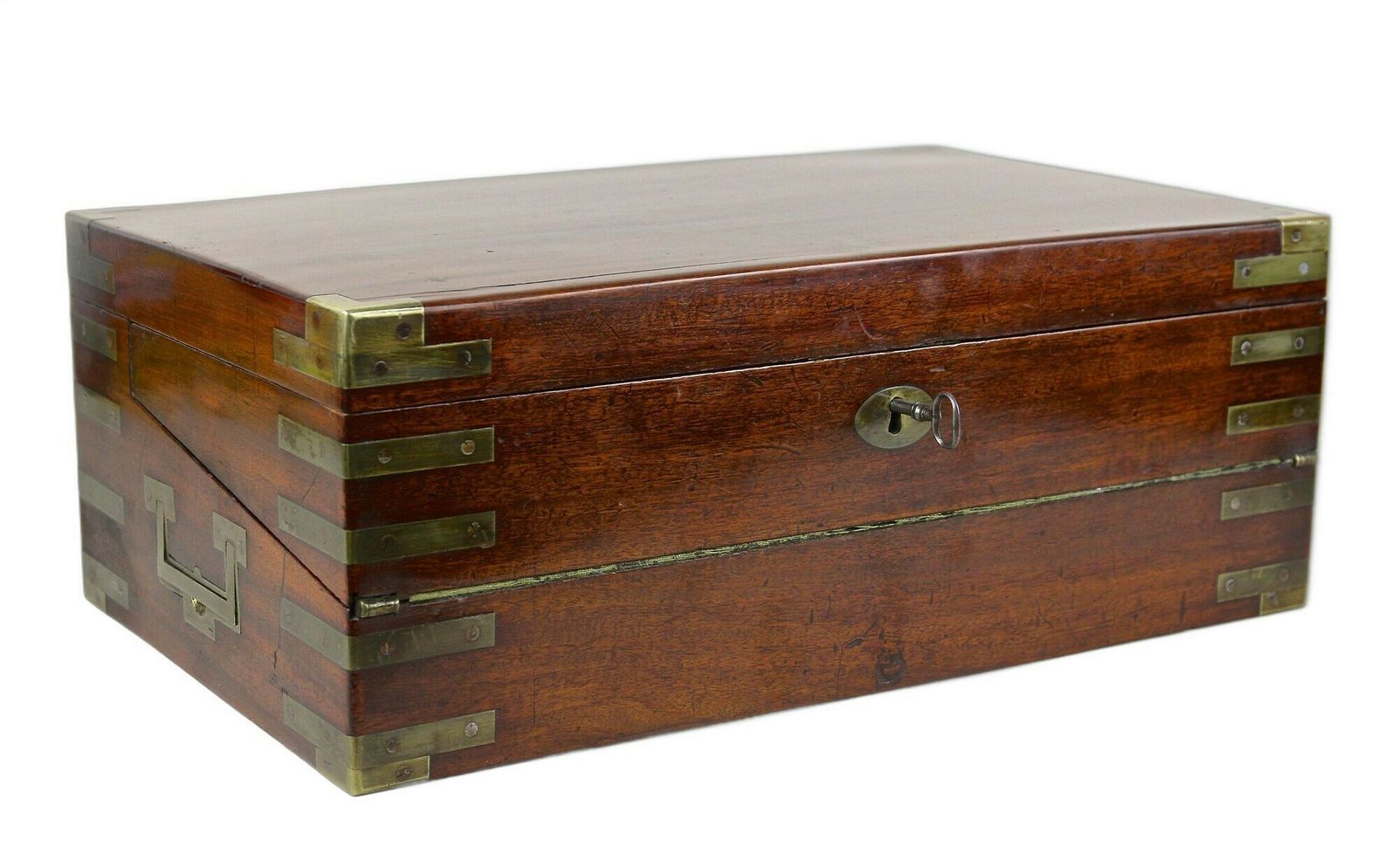 19th Century Victorian Writing Slope/ Travel Desk, Brass Bound, Uk Ca. 1815