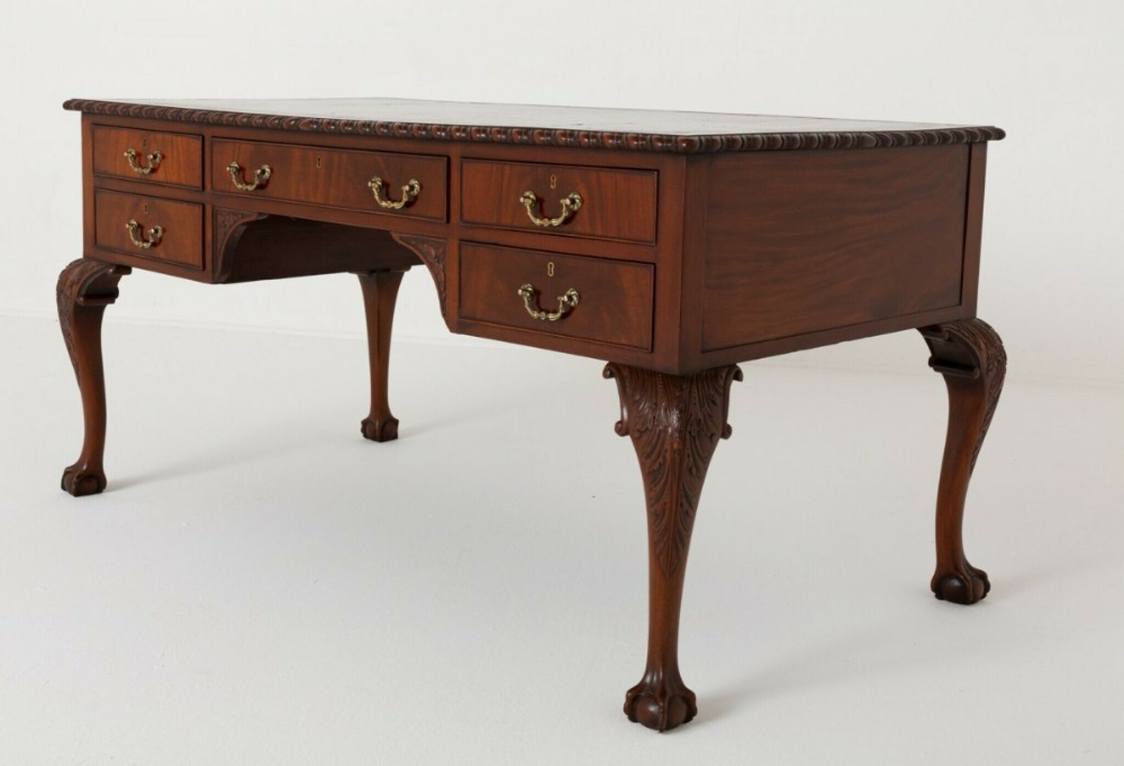 Chippendale Faux Partners Desk Mahogany Writing Table photo for sale