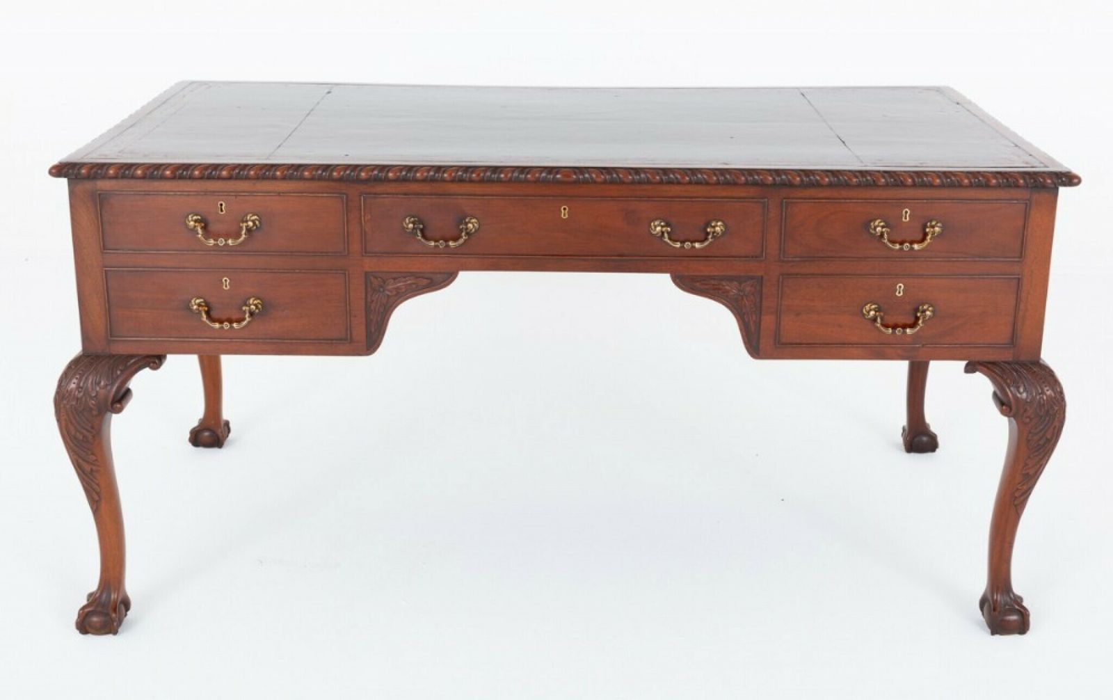 Chippendale Faux Partners Desk Mahogany Writing Table photo Furniture