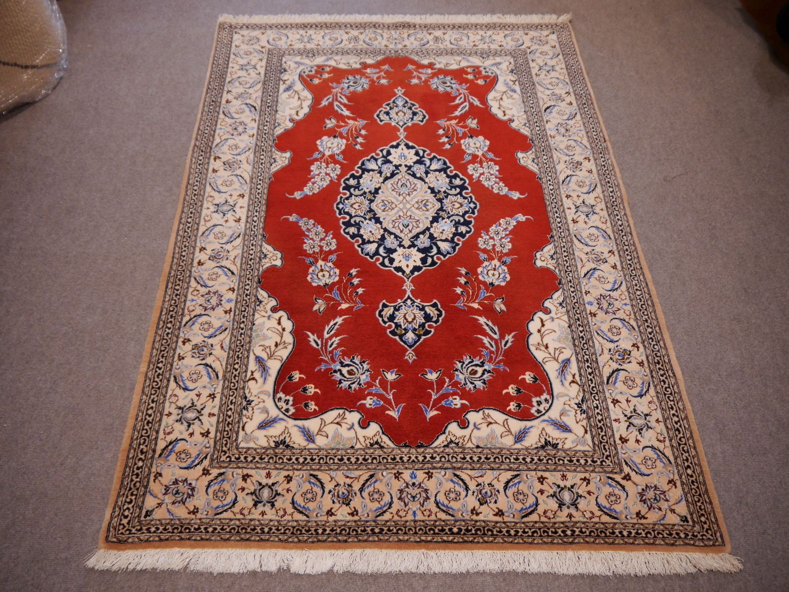 Fine Oriental Rug 5.6 X 3.8 Ft / 170 X 115 Cm Beige, Red, Blue photo for sale