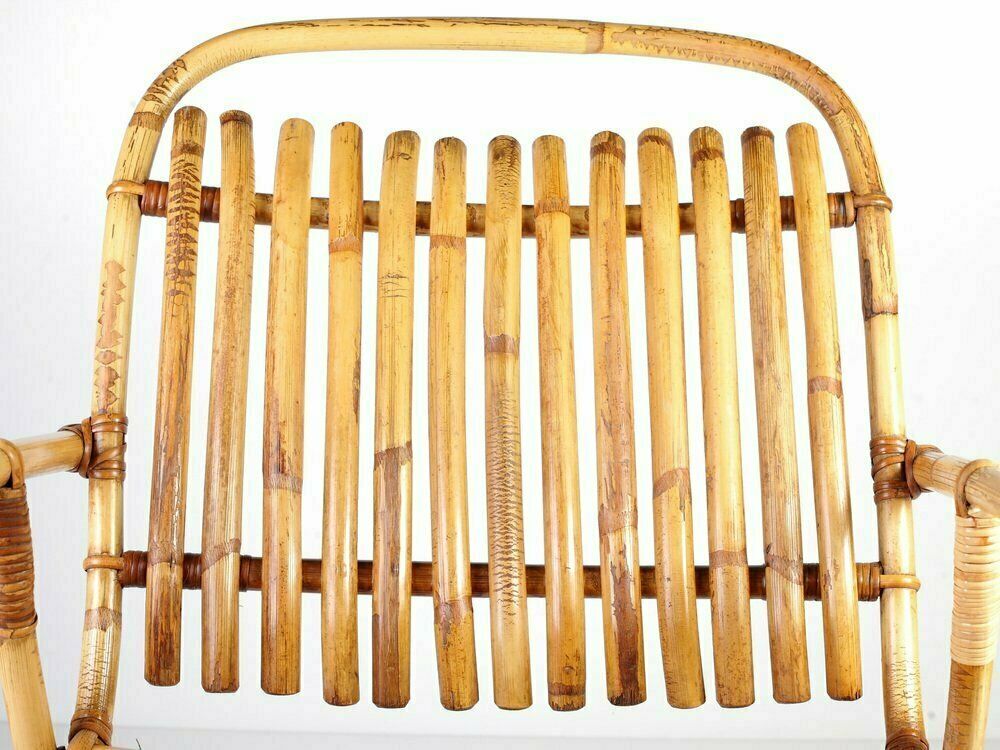 Mid Century Rattan Lounge Chair, 1950s photo vintage