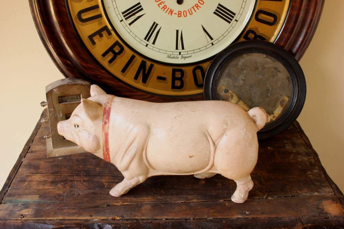 German Papier Mache Pig. Butcher Shop Display Model. Toy. C1890. photo vintage