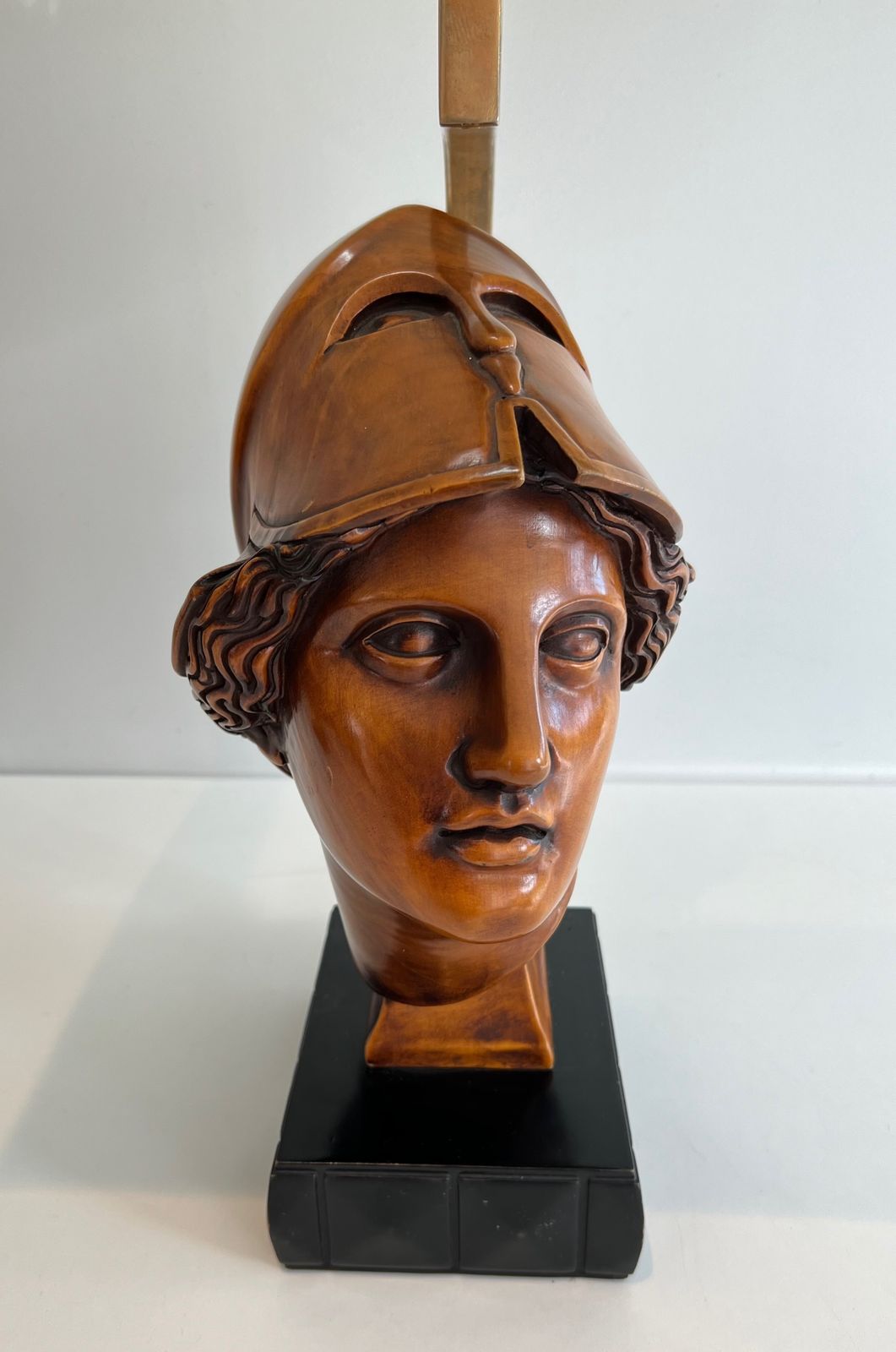 photo buy Pair Of Walnut Lamps Depicting Faces Of Helmeted Soldiers