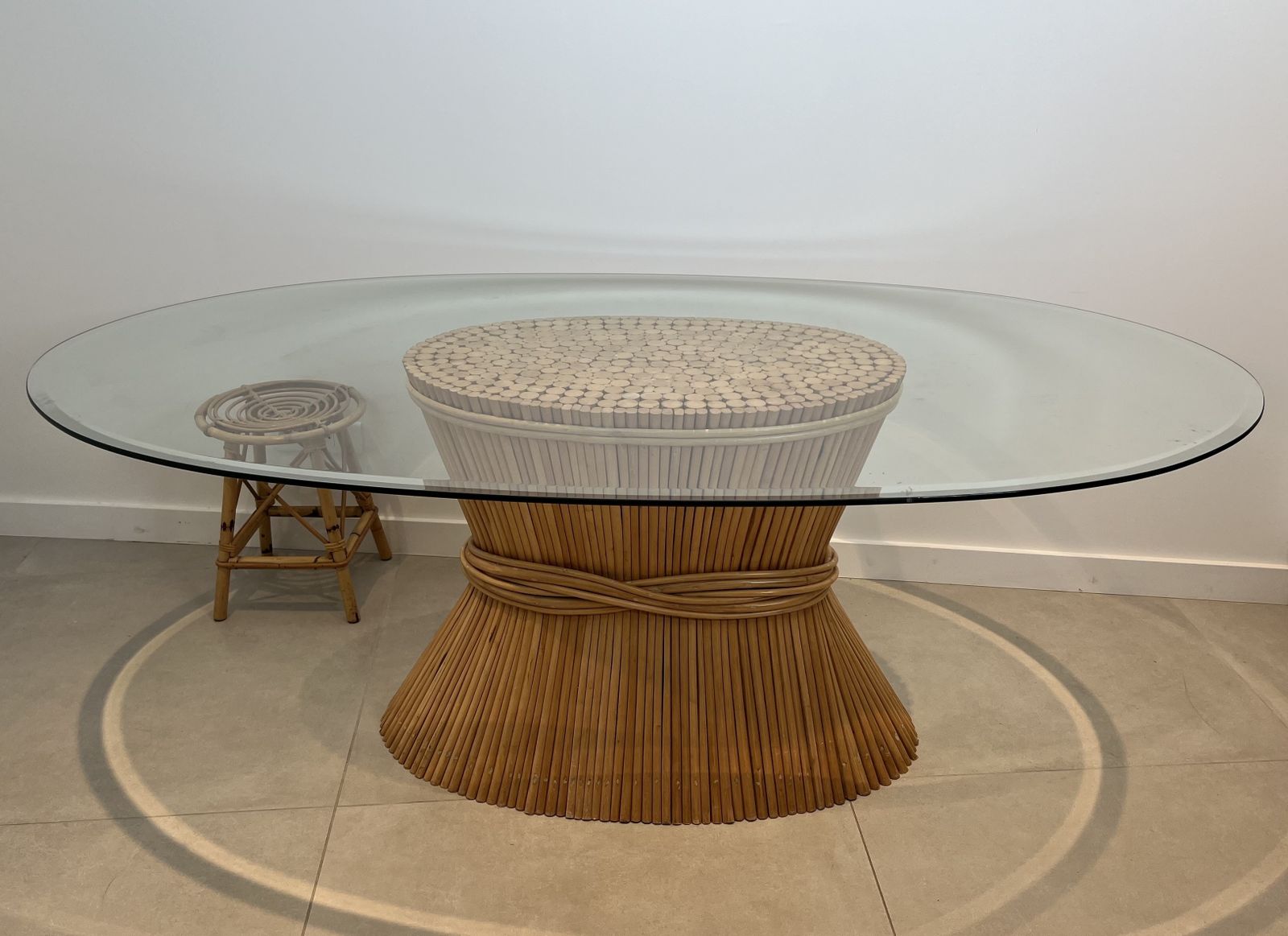 2850.0 “Epi De Blé” Bamboo Dining Table By American Designer Elinor Mc Guire photo
