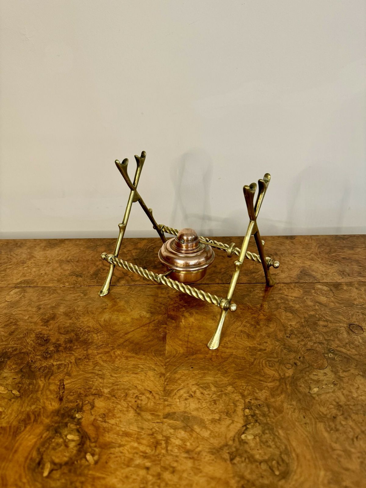 Wonderful Antique Quality Copper And Brass Spirit Kettle And Stand photo buy