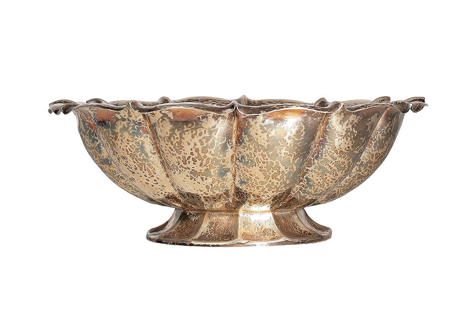 1910s Vienna Secession Patinated Silvered Metal Veined Serving Bowl/Centerpiece Designed By Dagobert Peche For Wiener Werkstätte, Austria