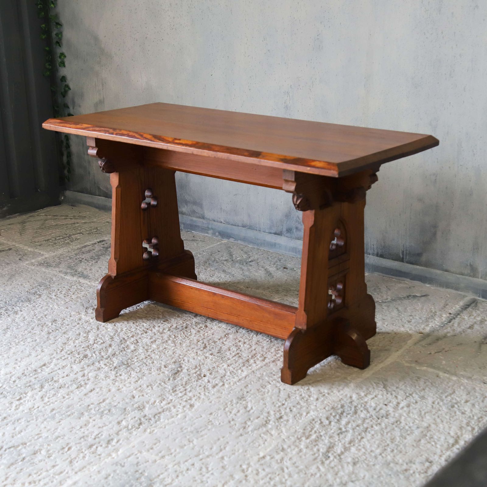 English 19th Century Pitch Pine Gothic Altar Table Manner Of Aw Pugin photo furniture
