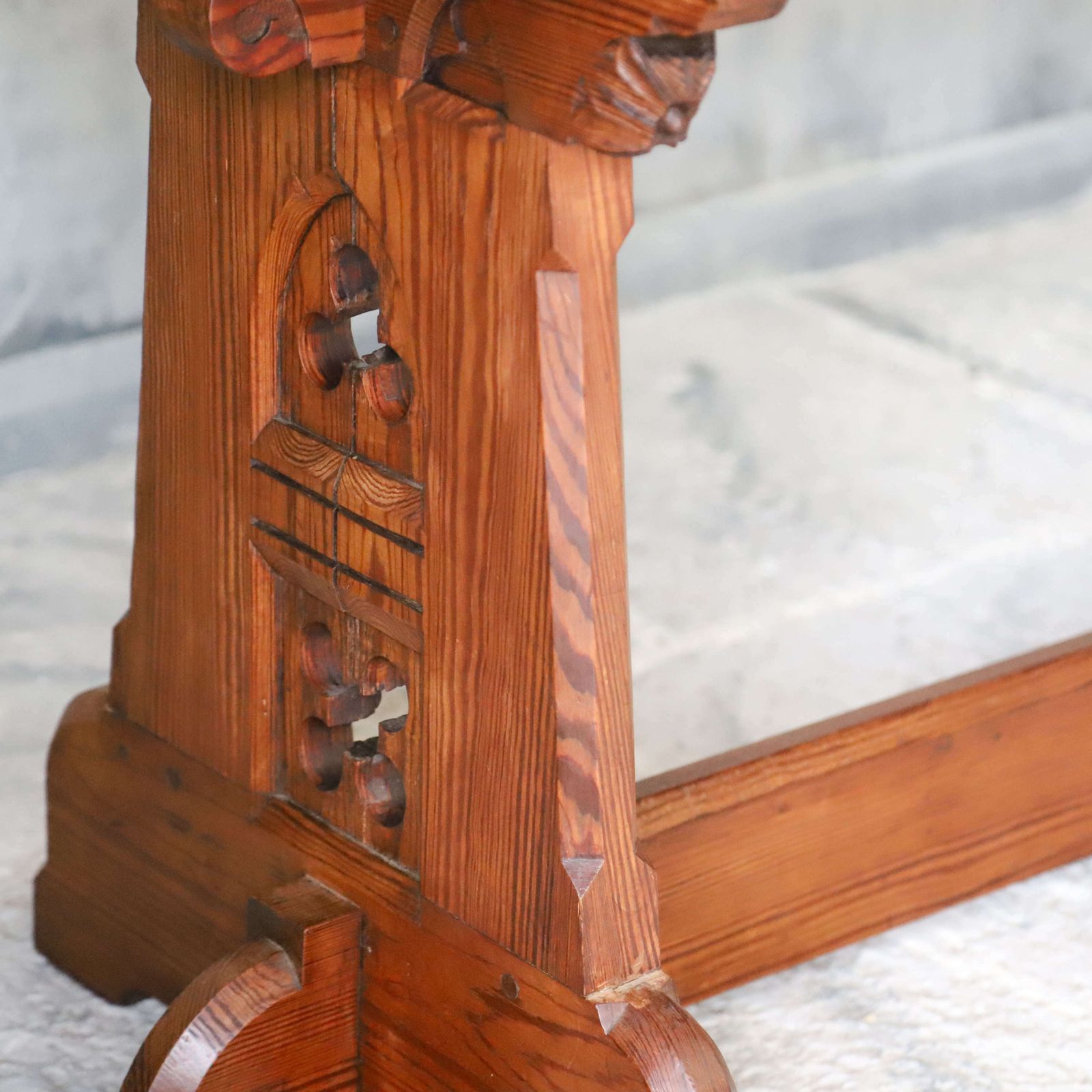 Furniture English 19th Century Pitch Pine Gothic Altar Table Manner Of Aw Pugin photo