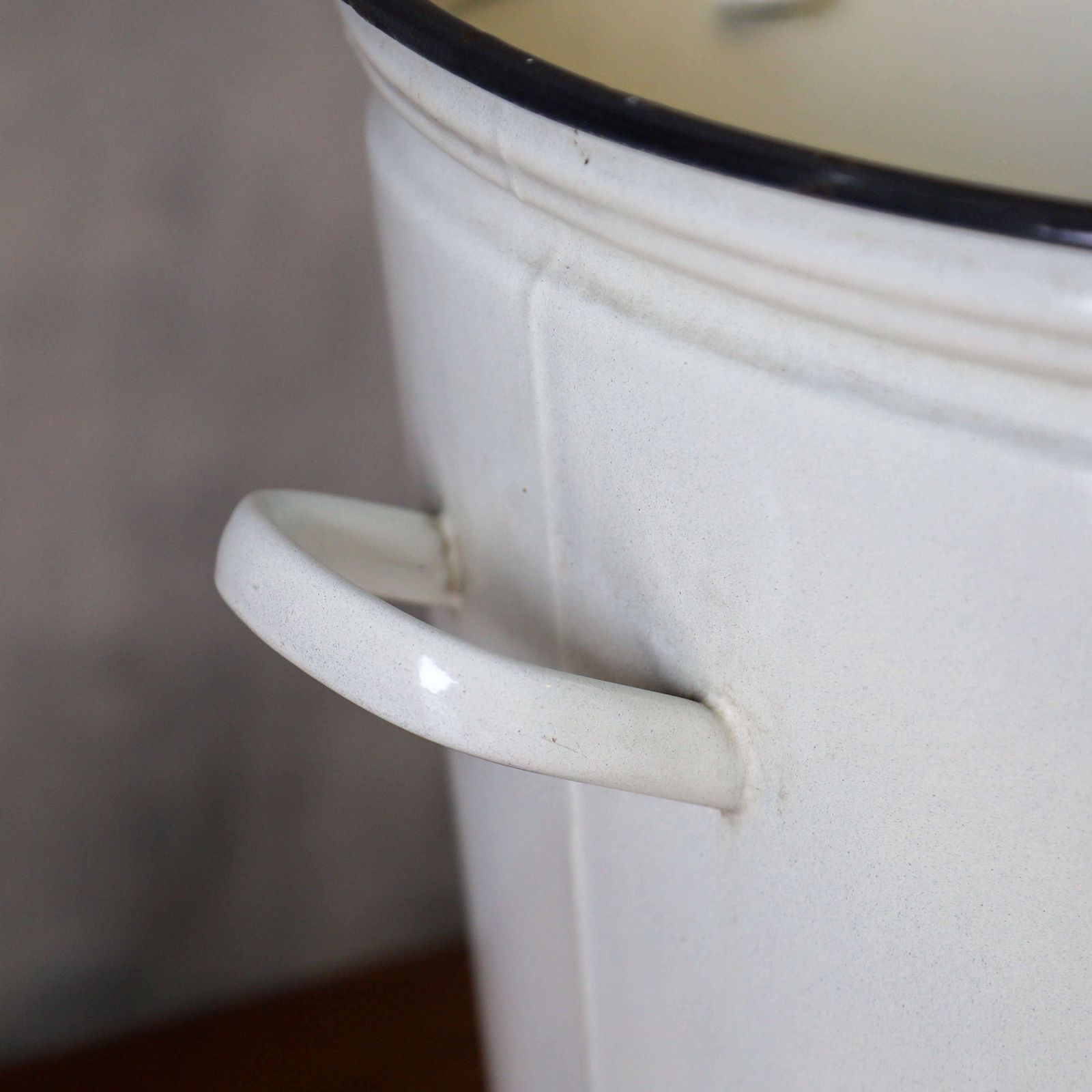 Early 20thc. Circa 1920 Large White & Blue Enamel Pail With 2 Handles photo 350.0