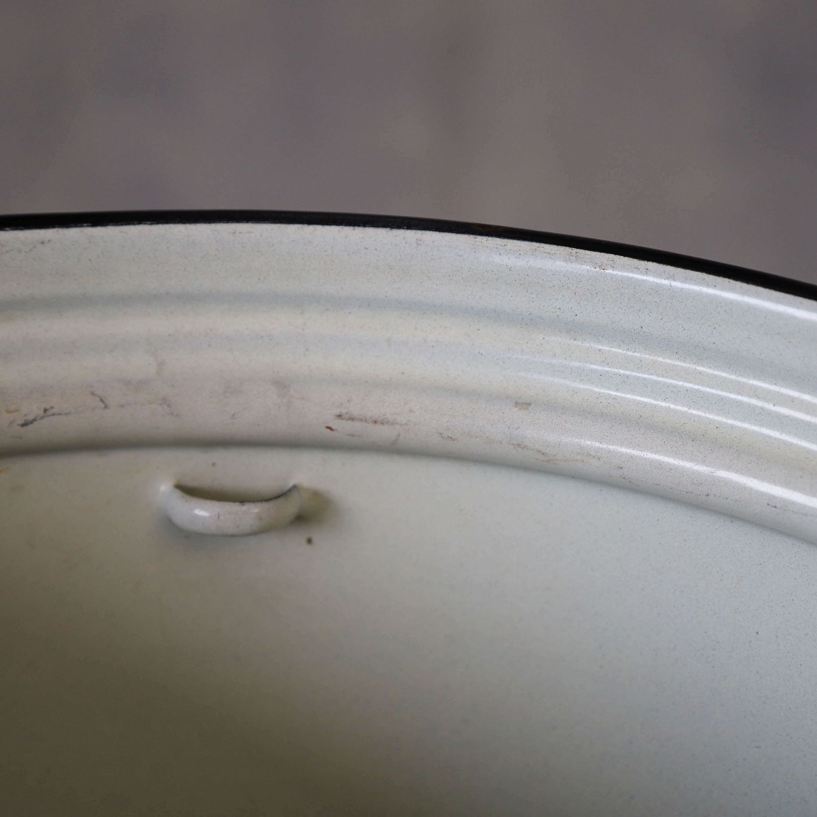Early 20thc. Circa 1920 Large White & Blue Enamel Pail With 2 Handles photo buy