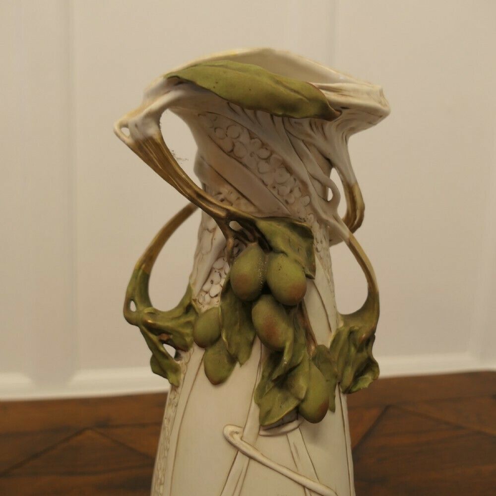 A Pair Of Large Royal Dux Bohemia Art Nouveau 19th Century Porcelain Vases photo for sale