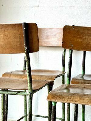 Industriële Schoolstoelen, Ca. Jaren 1960, Set Van 6 photo vintage