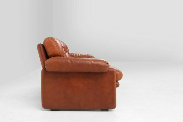 photo buy Brown Leather 2 Seater Sofa Coronado By Tobia Scarpa For B&B Italia, Italy, 1960s