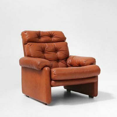 Brown Leather Armchair Coronado By Tobia Scarpa For B&B Italia, Italy, 1960s