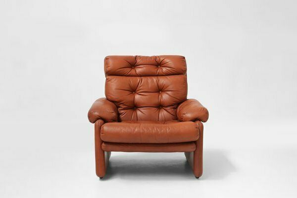 Brown Leather Armchair Coronado By Tobia Scarpa For B&B Italia, Italy, 1960s photo for sale
