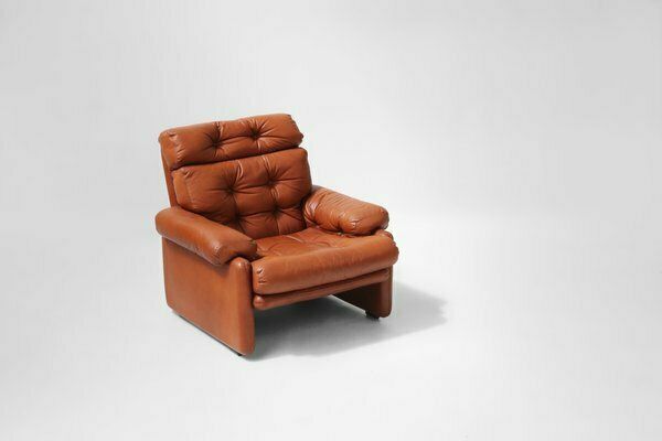 Brown Leather Armchair Coronado By Tobia Scarpa For B&B Italia, Italy, 1960s photo 1414.0