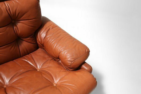 Brown Leather Armchair Coronado By Tobia Scarpa For B&B Italia, Italy, 1960s photo vinterior