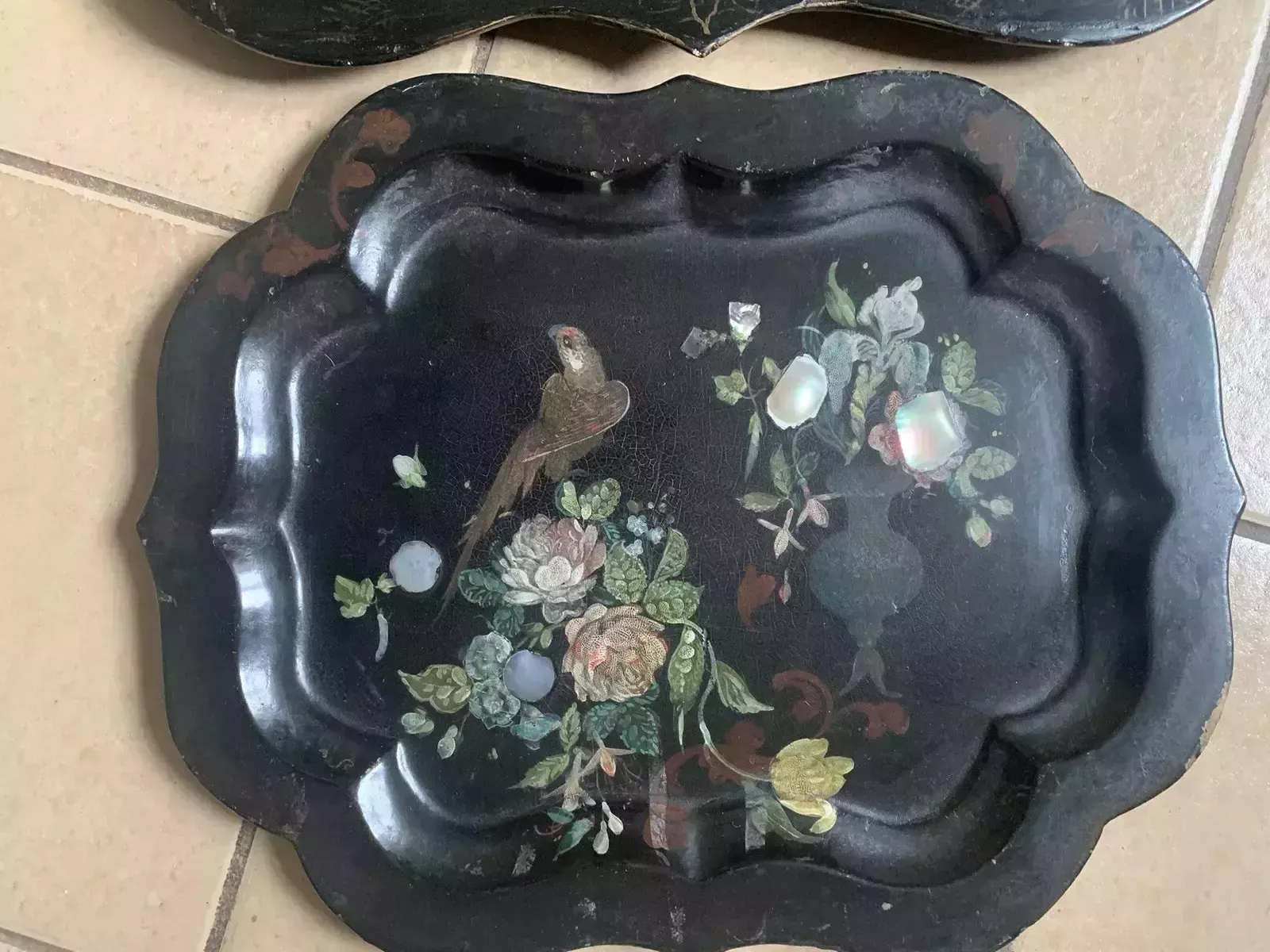 A Rare 19th Century Set Of 3 Papier Mache Trays photo Home Decor