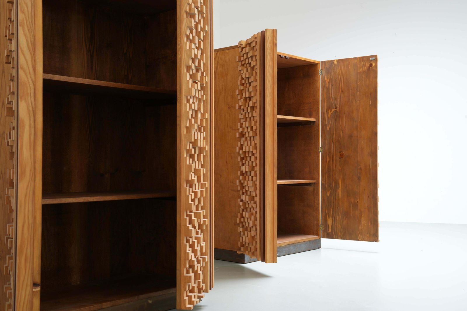 Set Of 2 Cabinets In Beech And Ash By Stefano D'amico, Italy, 1974 photo buy
