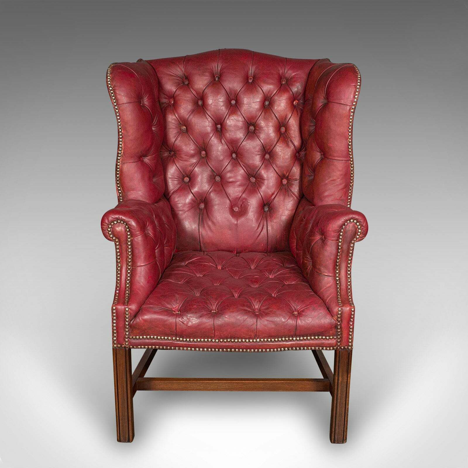 Antique Fireside Wing Back Armchair, English, Leather, Lounge Chair, Edwardian photo furniture