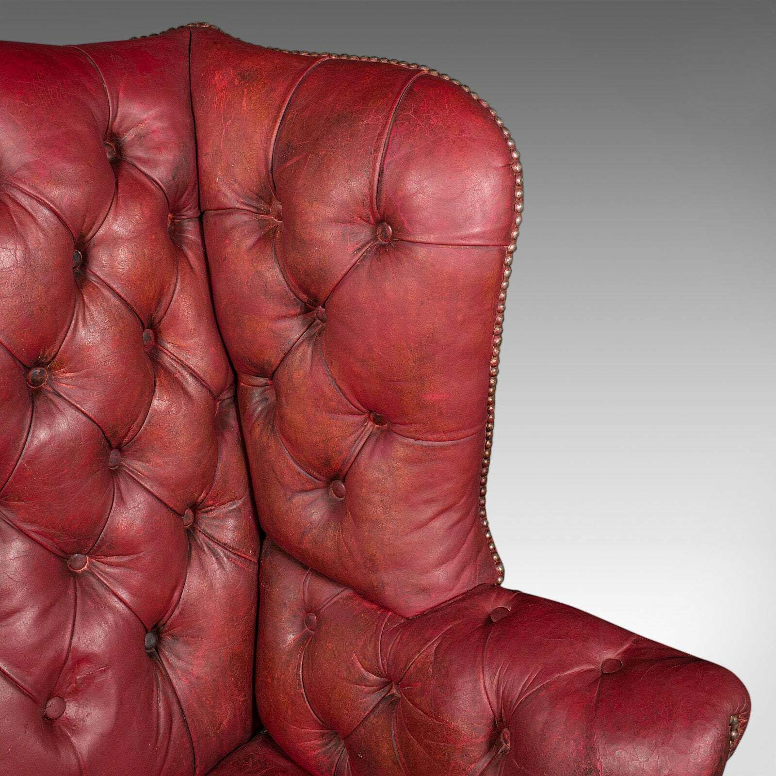 photo furniture Antique Fireside Wing Back Armchair, English, Leather, Lounge Chair, Edwardian