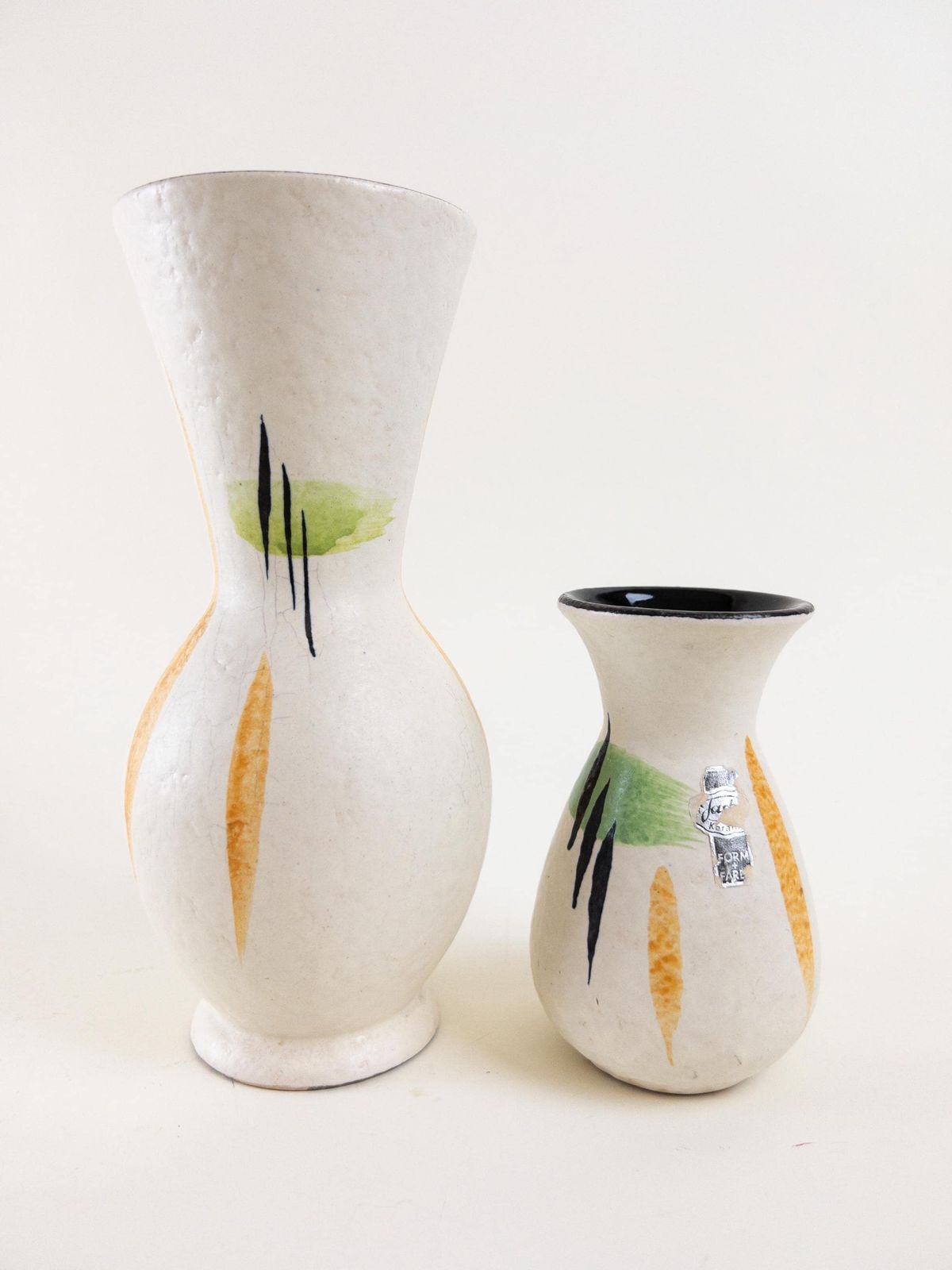 West German Pottery Set   Jasba Keramik Vases 109 22 And 581 12 Set   Retro Atomic 1950s Design   Made In Germany Vintage West German Vases photo for sale