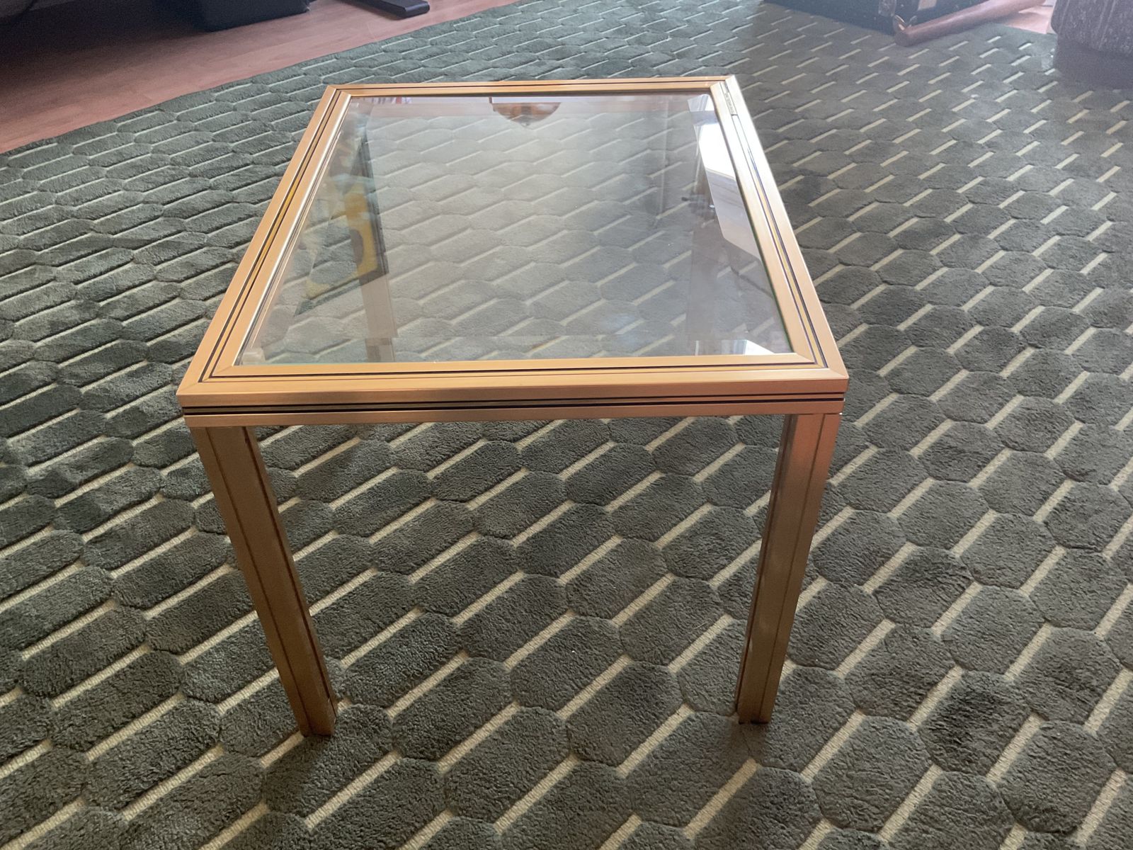 Pierre Vandel Paris Glass Coffee Table In Art Deco, Antique Style photo for sale