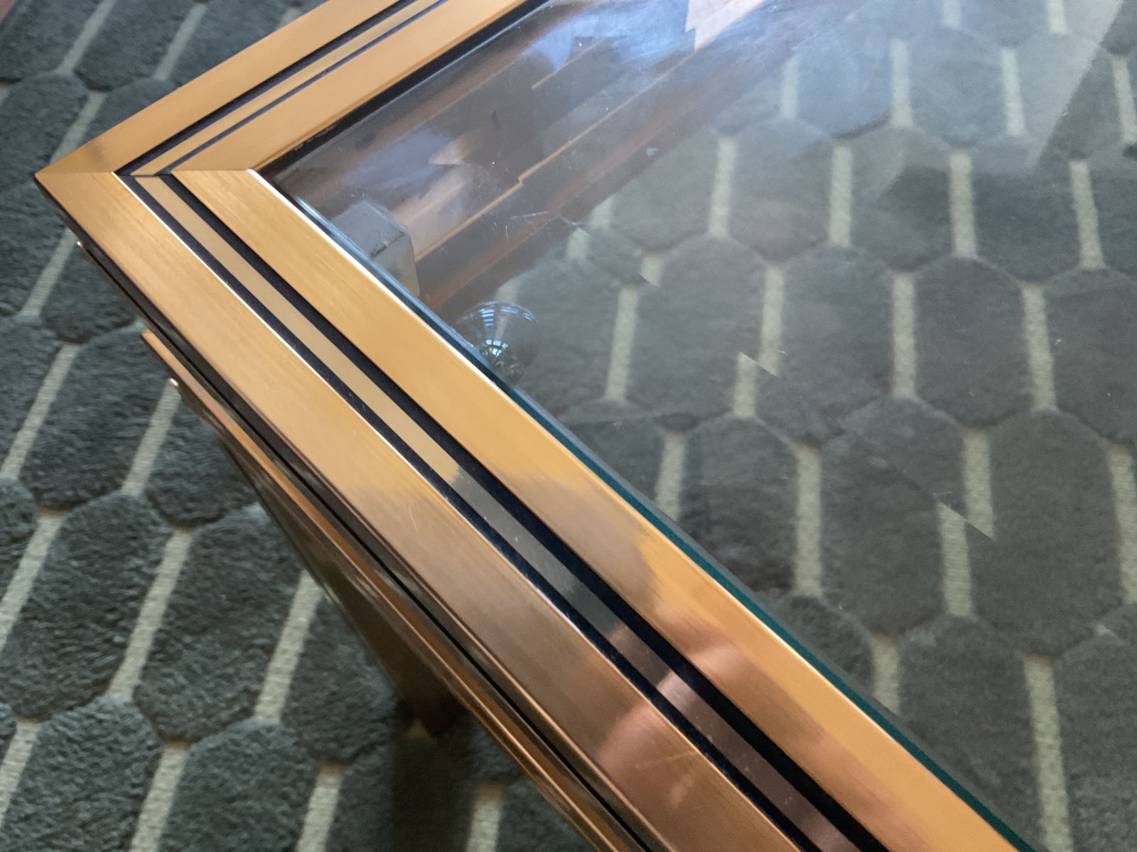 Pierre Vandel Paris Glass Coffee Table In Art Deco, Antique Style photo vintage