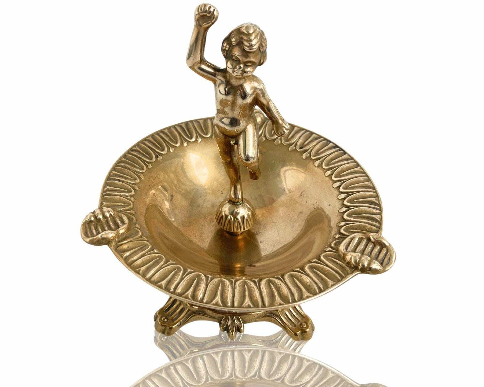 Sigaren Ashtray Messing | 1 Stuk | Putti Of Jongensbeeldje | Vintage