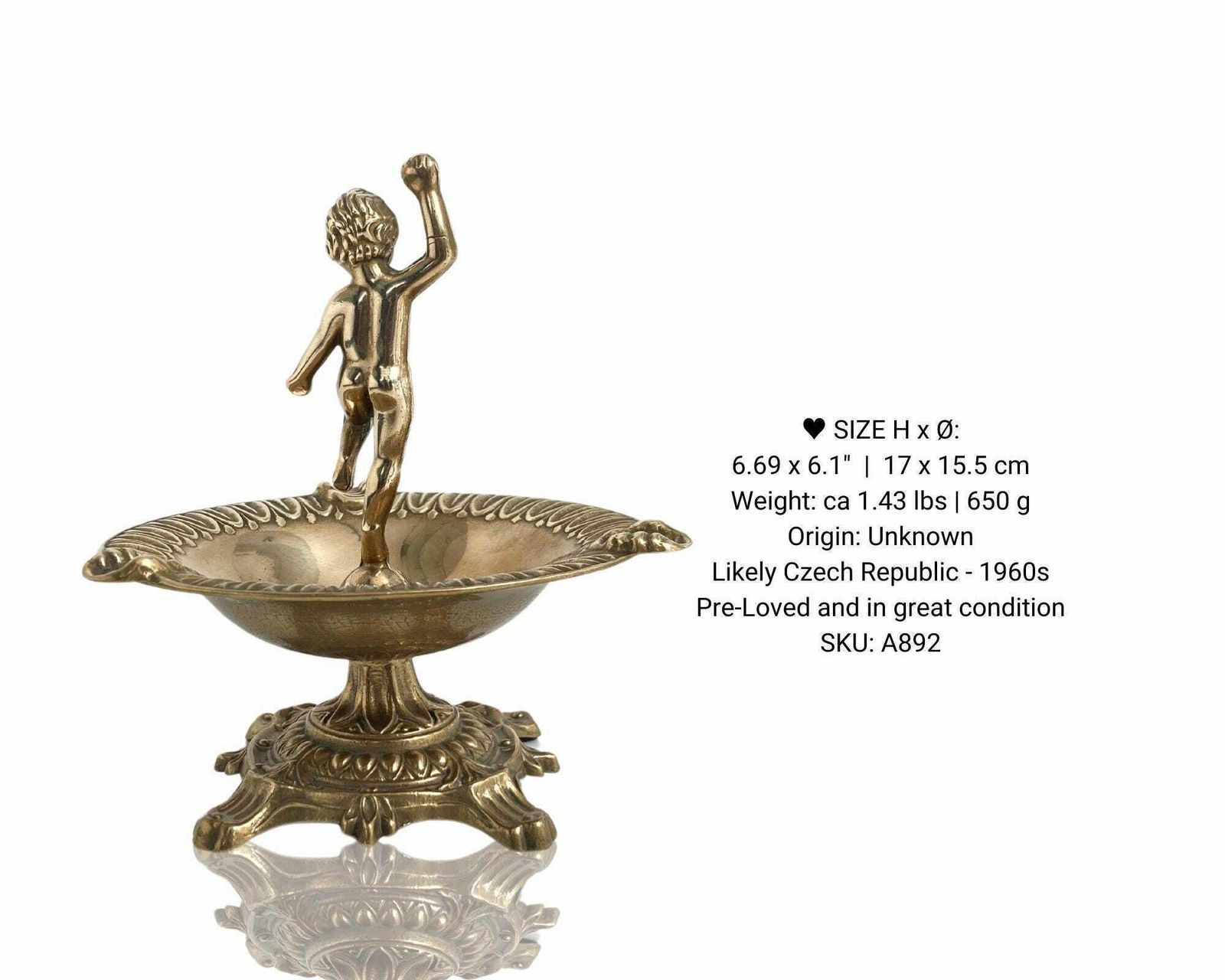 Sigaren Ashtray Messing | 1 Stuk | Putti Of Jongensbeeldje | Vintage photo 153.0
