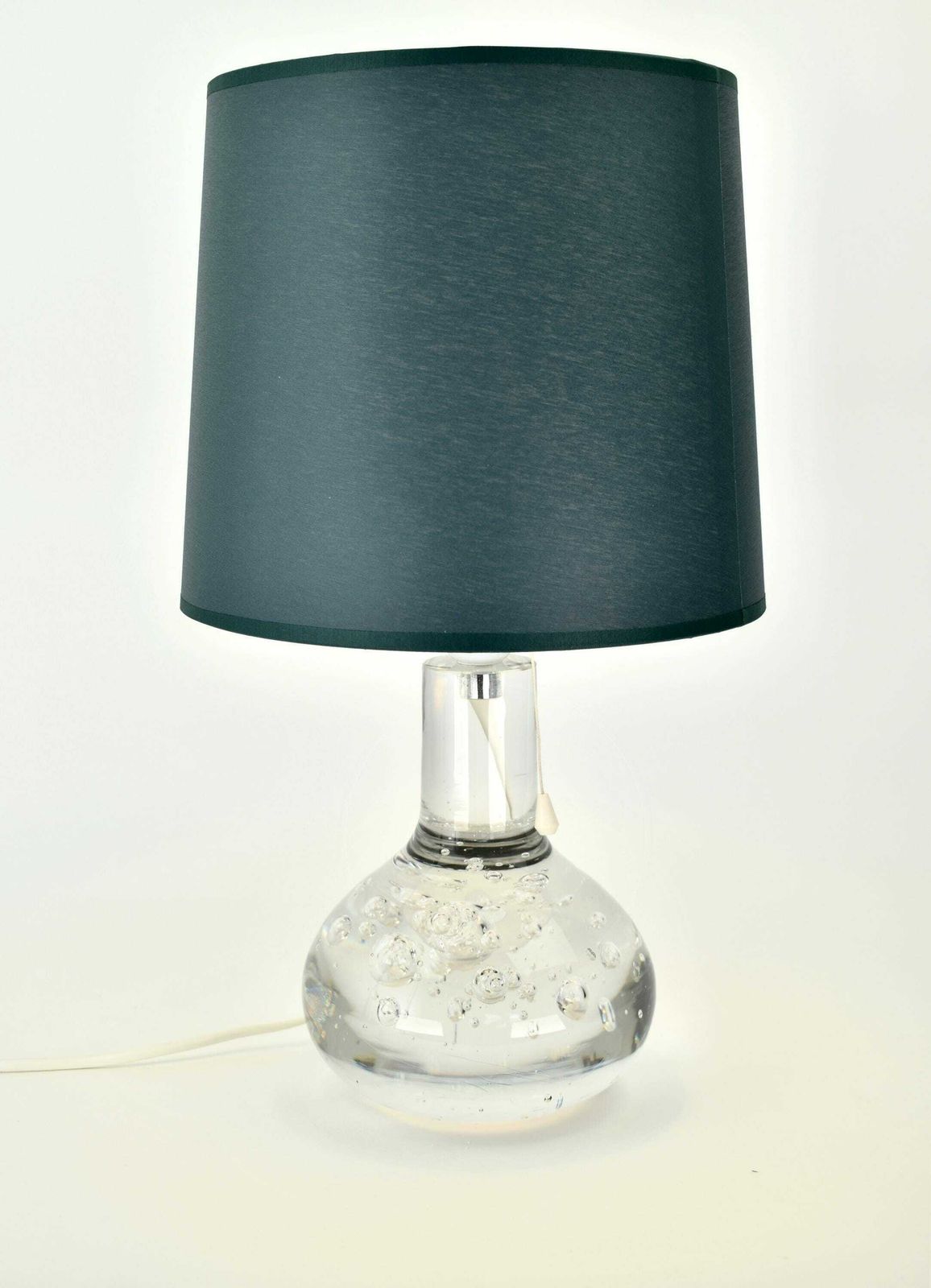 photo for sale 1975 Floris Meydam For Royal Leerdam Solid Glass Table Lamp Bubbles | Modernist Minimalist Clear Accent Light Green Atomic Age Space Mcm