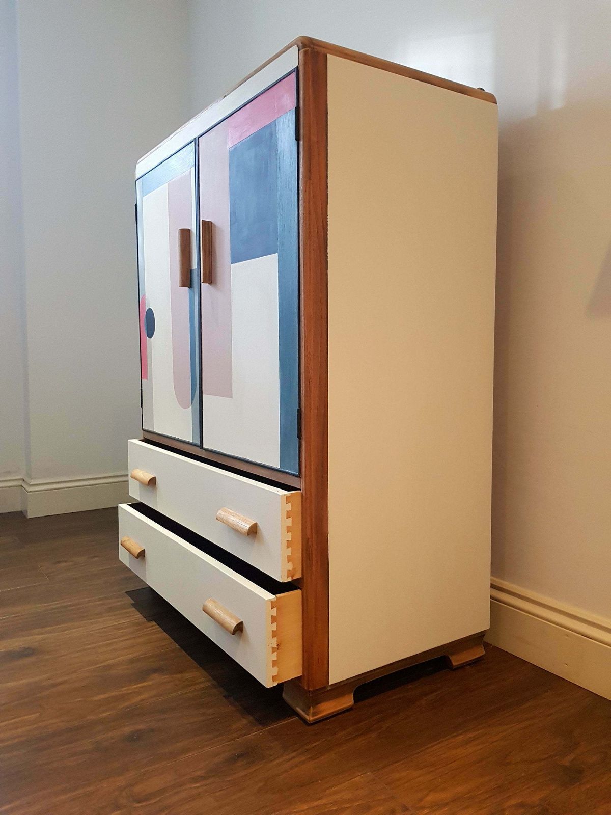 Retro 1950s Cabinet In Art Deco Colour Block Design photo vintage