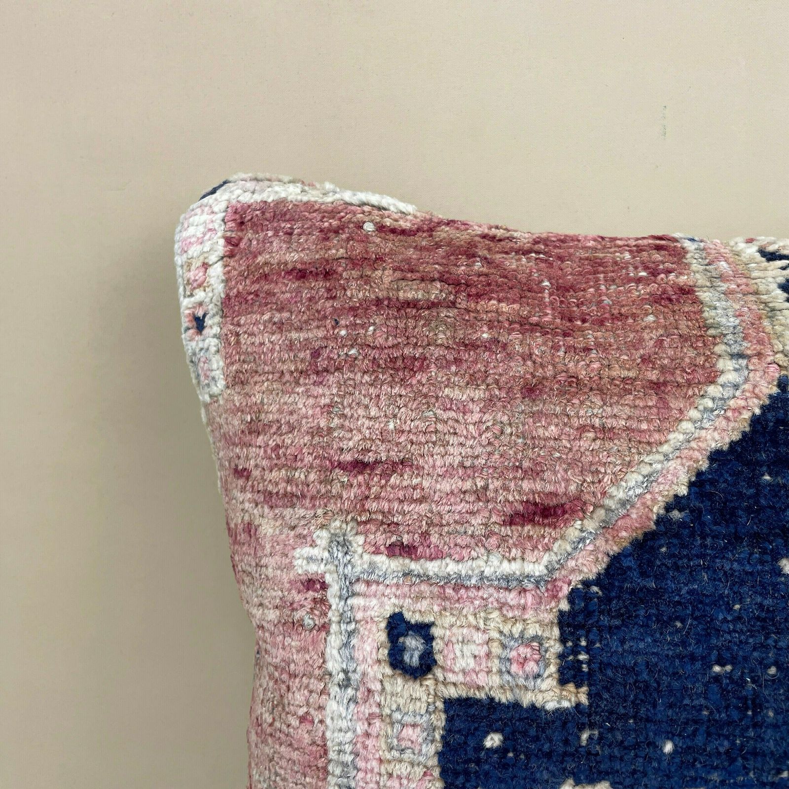 Antique Kilim Cushion Pillow Feather Filled Handwoven Patterned Pink Blue photo furniture