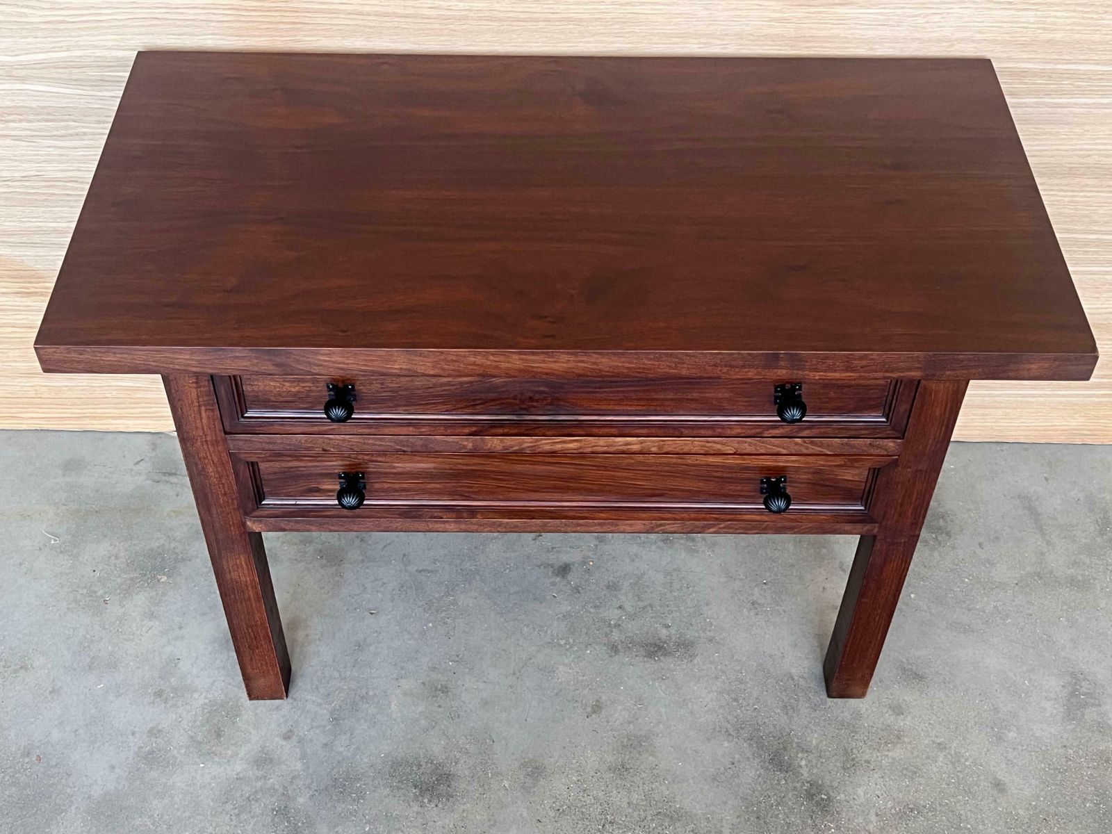 20th Century Spanish Nightstand Or Side Table With Two Drawers And Iron Hardware photo vinterior