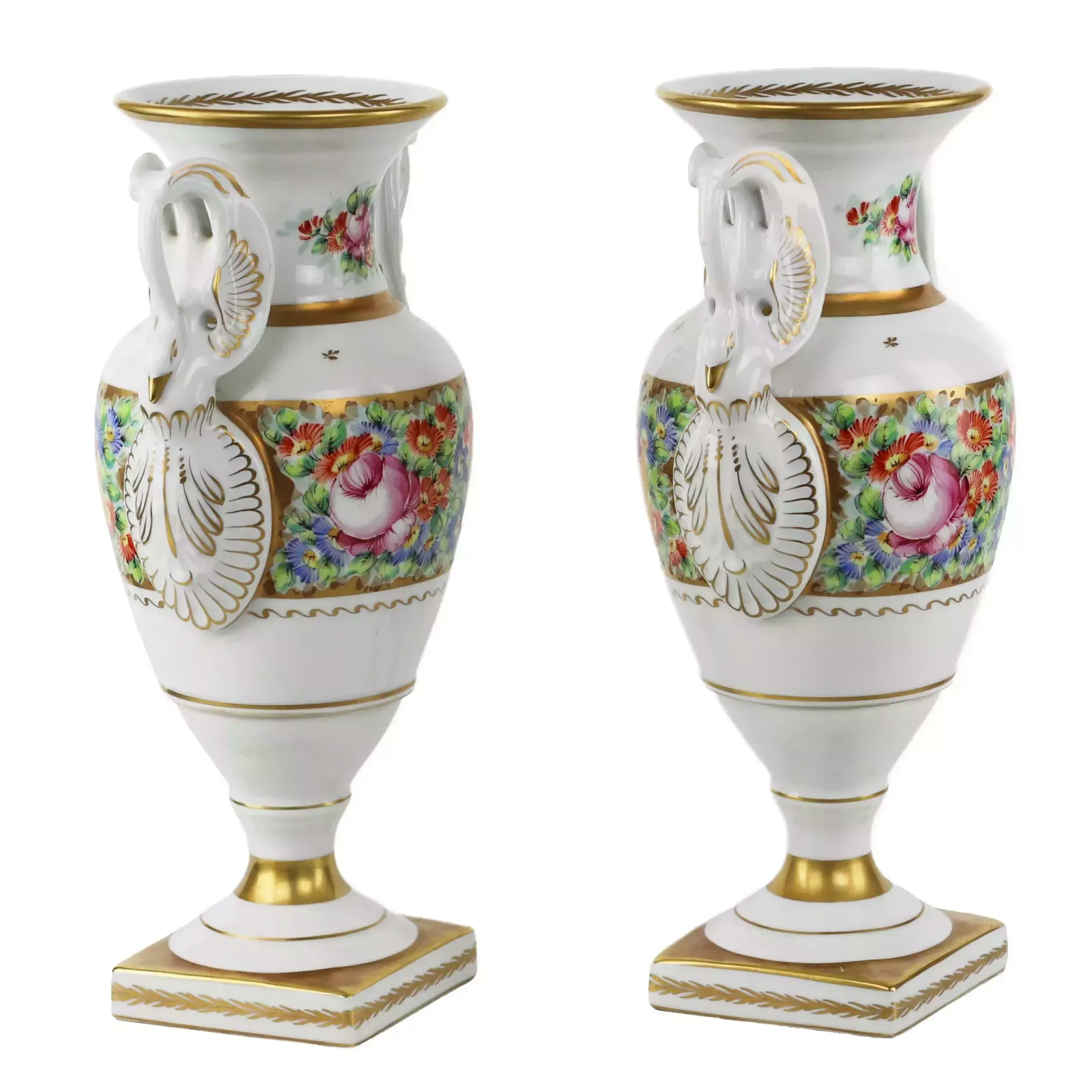 A Pair Of Gilded Porcelain Couleuvre Vases In The French Empire Style. 20th Century. photo furniture