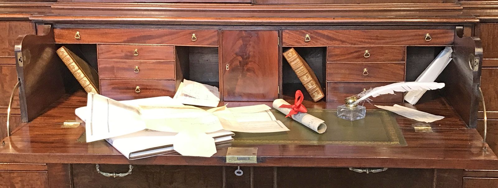 photo furniture Chippendale Period Mahogany Secretaire Breakfront Bookcase