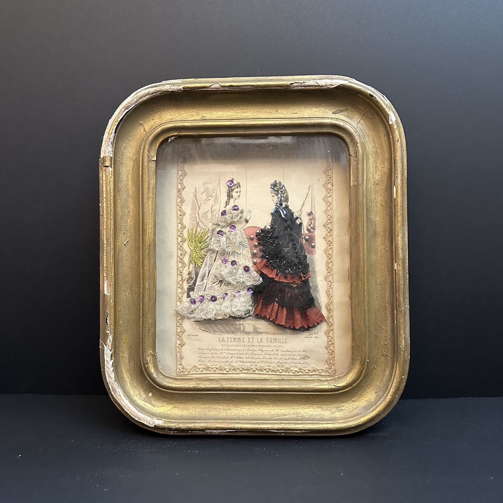 French Antique Fashion Diorama “La Femme Et La Famille” photo buy