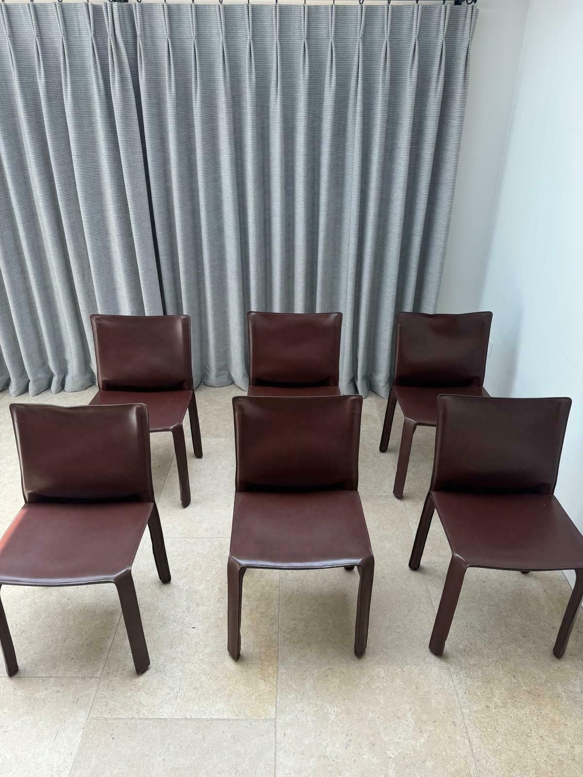 Set Of 6 Mario Bellini Cab 412 Chairs By Cassina photo for sale
