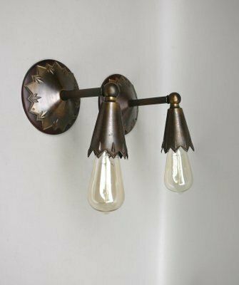 Art Nouveau Brass Wall Lights In The Style Of Dagobert Peche, Austria, 1890s, Set Of 2