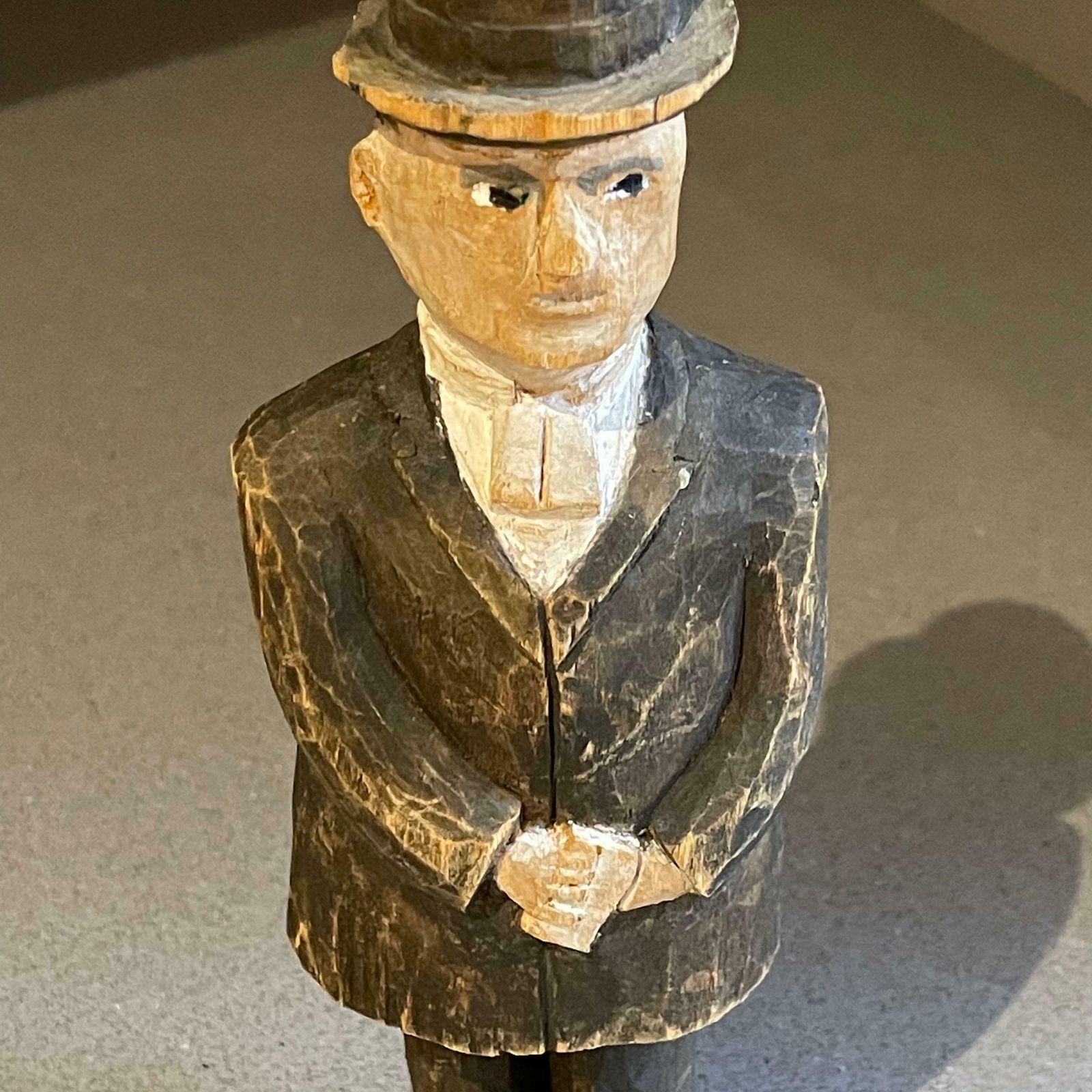 Wooden Carving Human Sculptures, Formal Dressed Antique Decorative Man Figurine photo Art