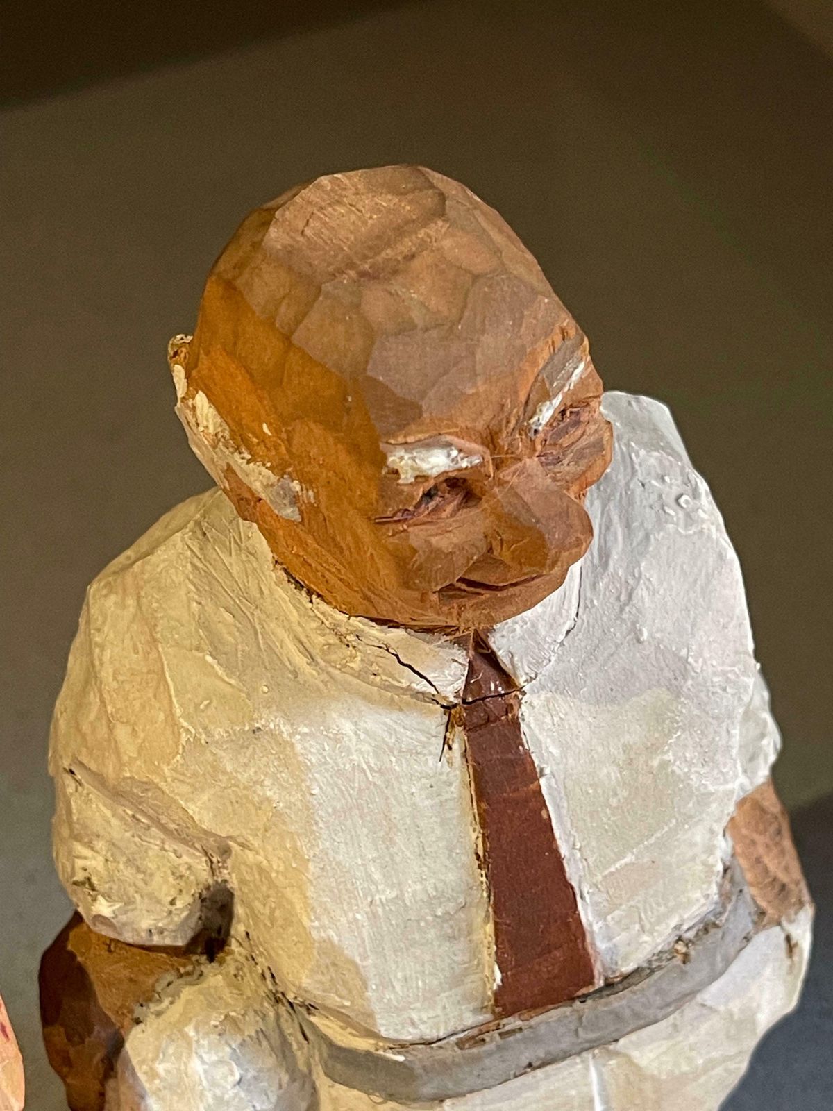 Carving Wooden Sculptures Old Man In White Antique Decorative Figurine Of Human photo furniture