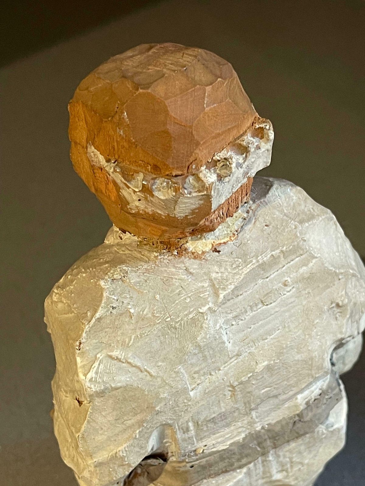550.0 Carving Wooden Sculptures Old Man In White Antique Decorative Figurine Of Human photo